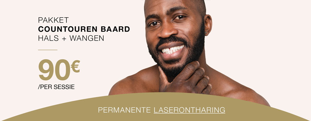 Permanente laserontharing contourent baard hals en wangen man donkere huid
